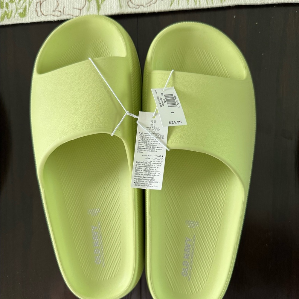 Lime Green Slide Sandals